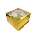 Коробка для торта с окном 300/300/190мм золото