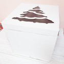 Коробка для торта с окном ёлка 260/260/180мм белая